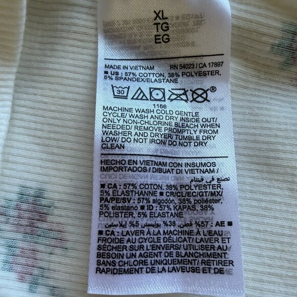 Old Navy Short Sleeve Notch Tee White Floral Ribbed Y2K 90s Aesthetic Babytee - Picture 6 of 7